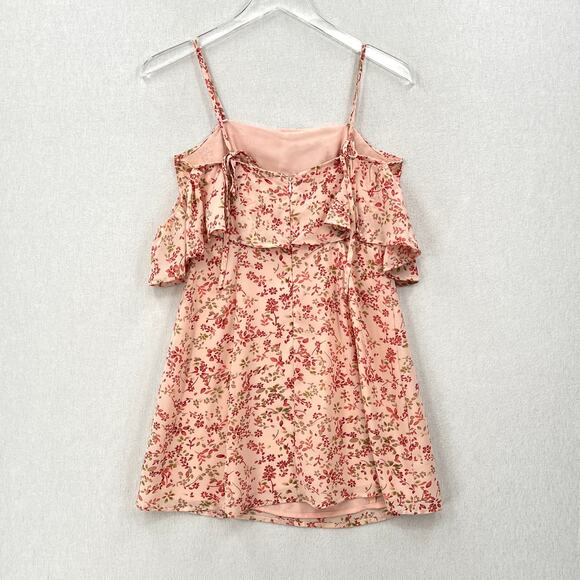 FOR LOVE AND LEMONS Aurora Mini Dress Womens Small Pink Floral Print Ruffle - Picture 6 of 16
